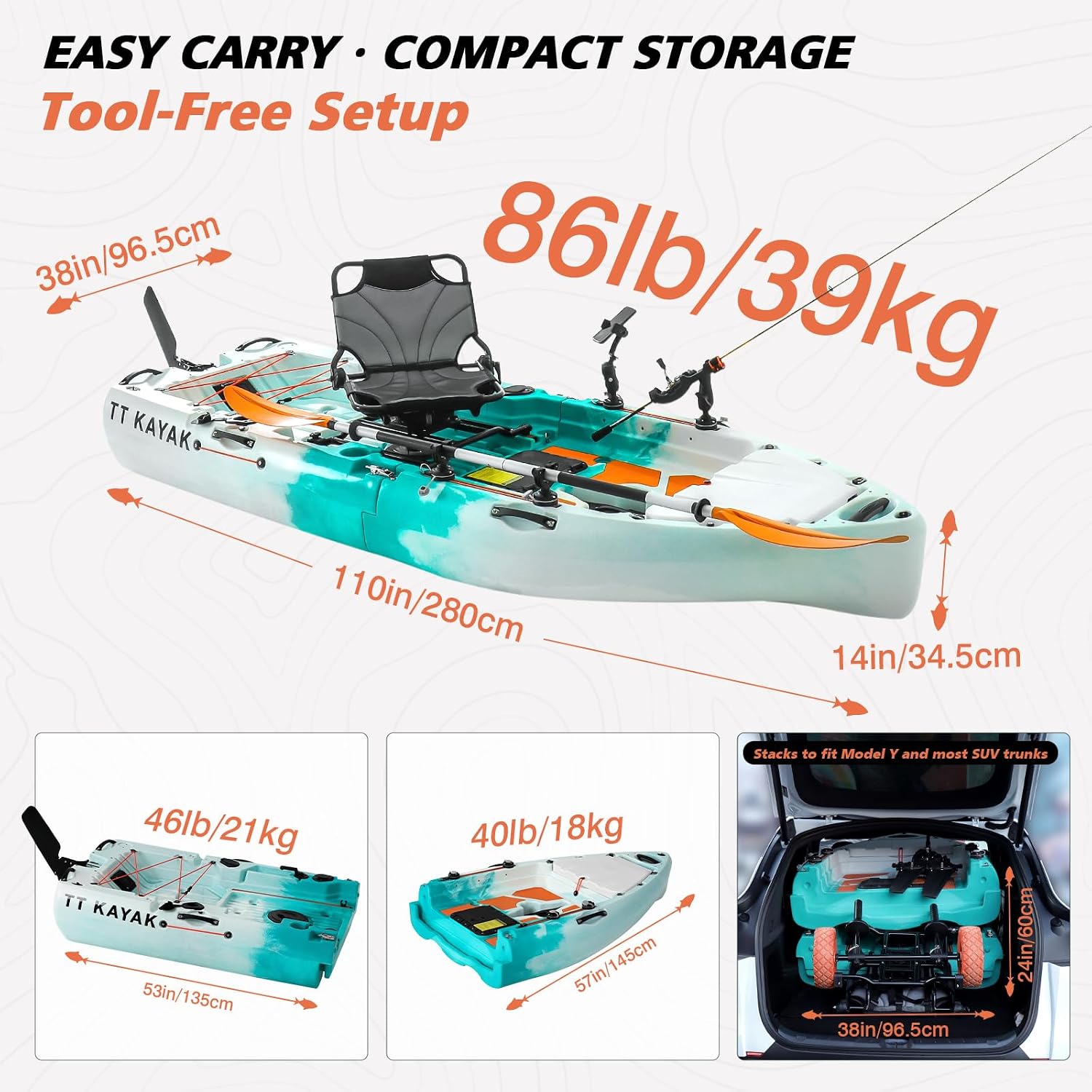 Modular Fishing Kayak with Car - Fishing Kayak Cart recension och pris