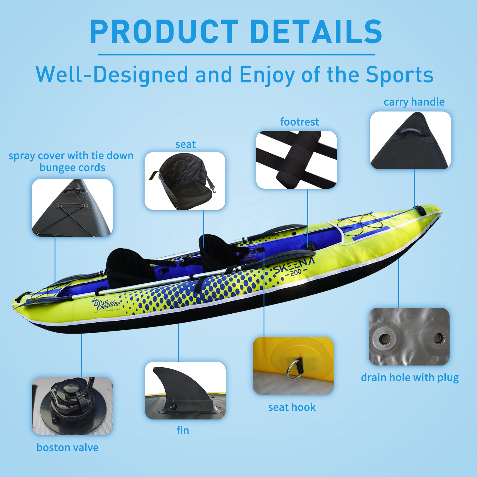 Adult Inflatable Fishing Canoe - Fishing Kayak Paddle recension och pris